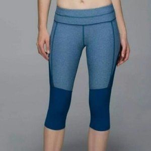 Lululemon Training Tough Crop Leggings, Blue, 4